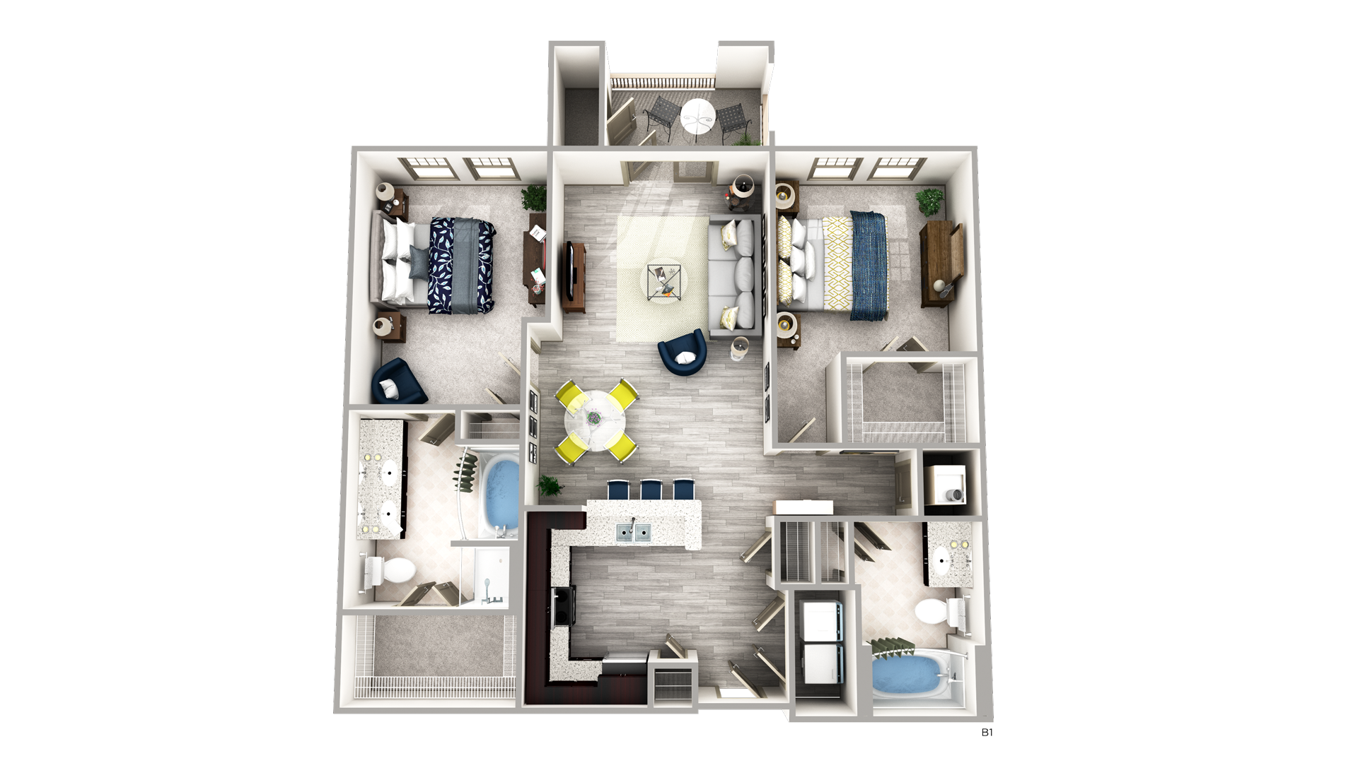 2 Bedrooms Elle of Buckhead Floorplan