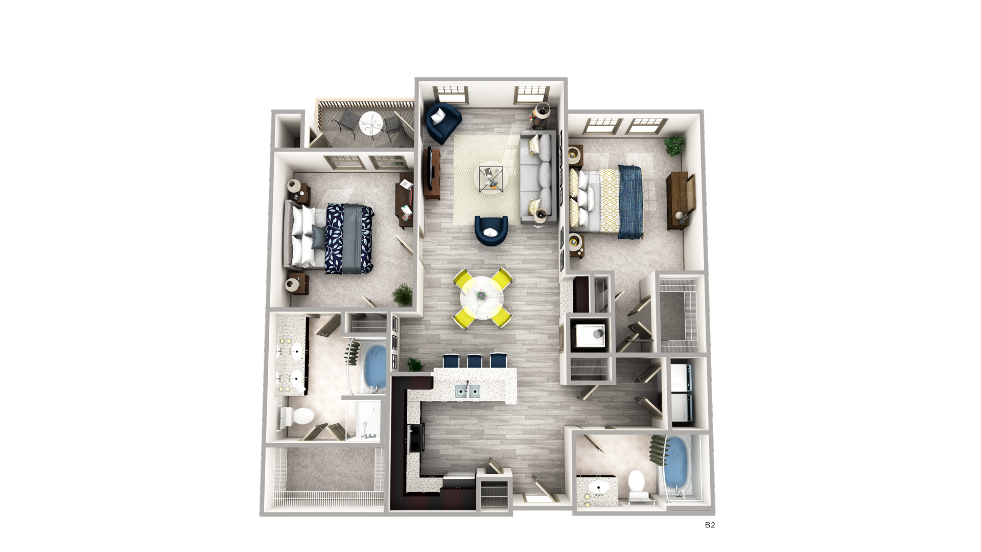 2 Bedrooms Elle of Buckhead Floorplan