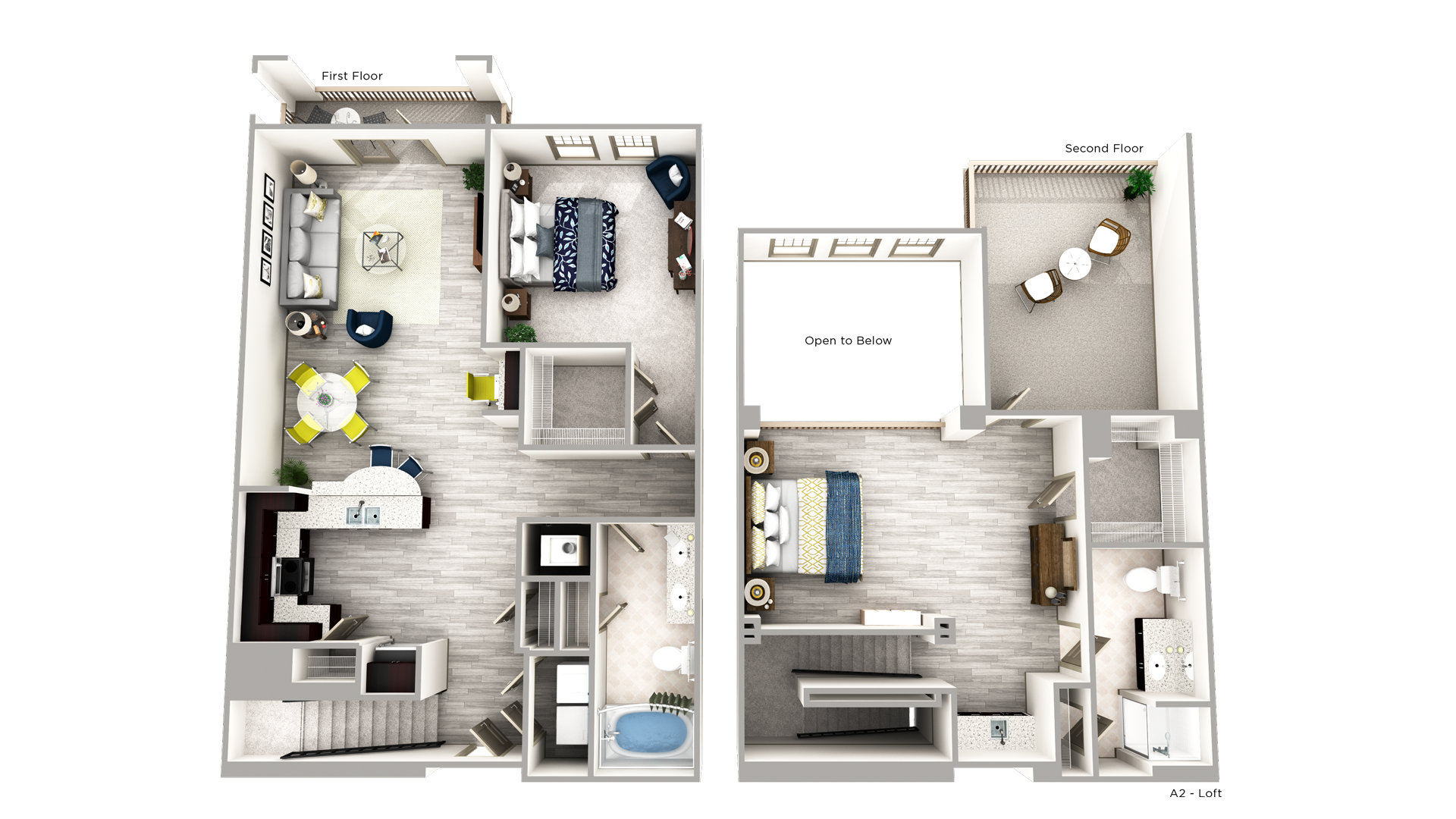 2nd Floor Layout of Elle of Buckhead Floorplan Featuring 1 Bedroom each