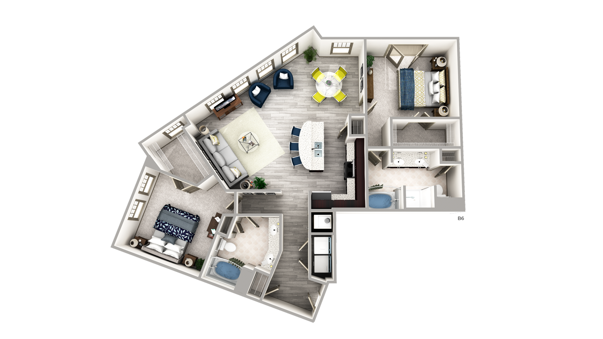 2 Bedrooms Elle of Buckhead Floorplan